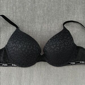 PINK Victoria's Secret Dark Gray Leopard Print Bra